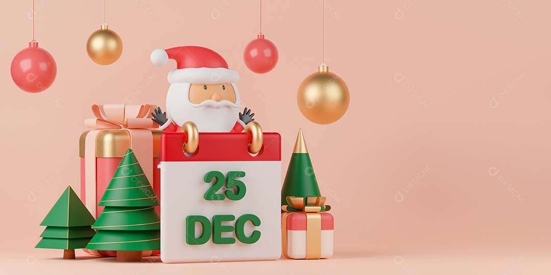 Desenho calendário com data comemorativa do natal