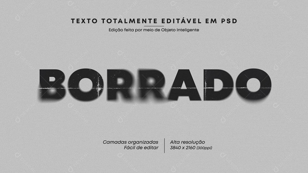 Efeito de Texto 3D Borrado PSD Editável