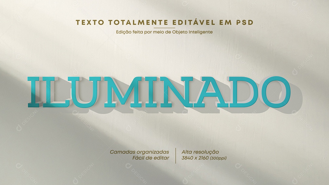 Efeito de Texto 3D Iluminado PSD Editável