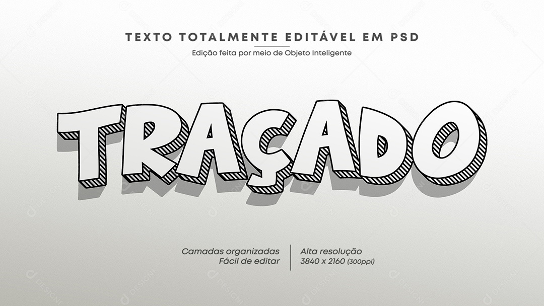 Efeito de Texto 3D Traçado PSD Editável