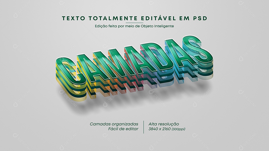 Efeito de Texto 3D Camadas PSD Editável