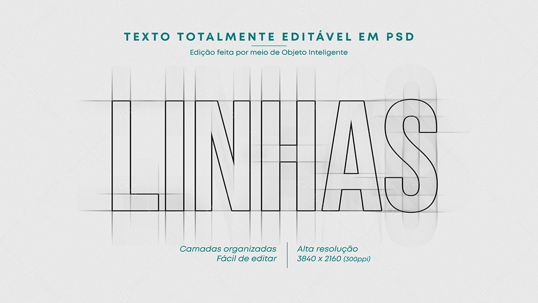 Efeito de Texto 3D Linhas PSD Editável
