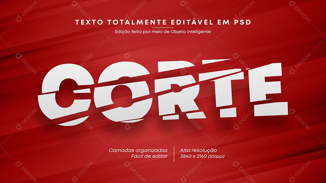 Efeito de Texto 3D Corte PSD Editável
