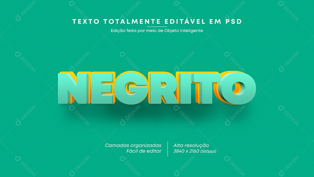 Efeito de Texto 3D Negrito PSD Editável