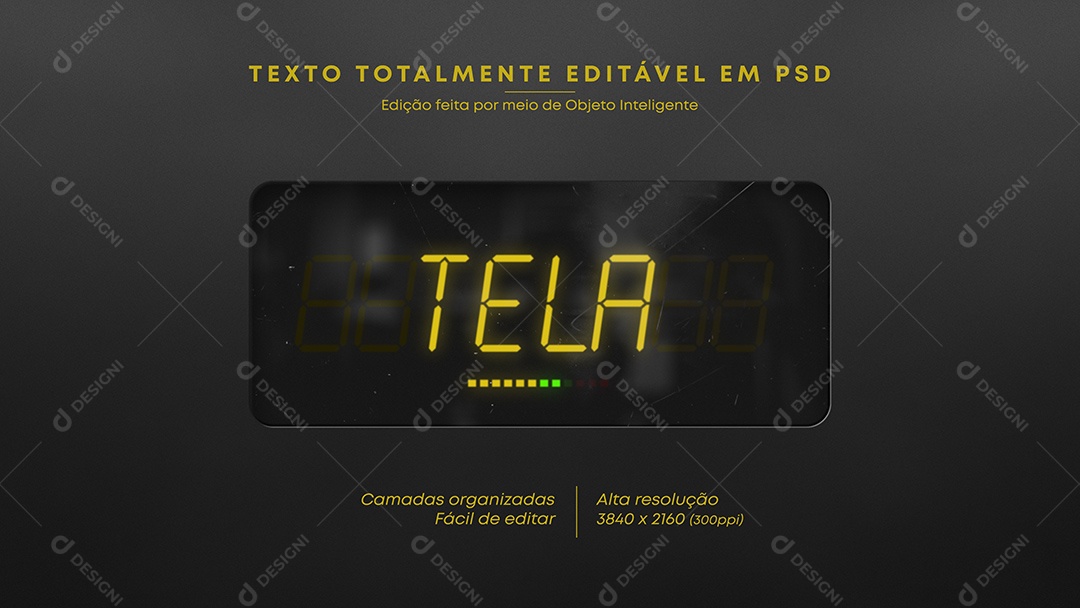 Efeito de Texto 3D Tela PSD Editável