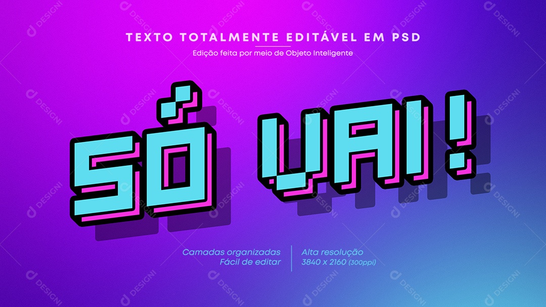 Efeito de Texto 3D Só Vai PSD Editável