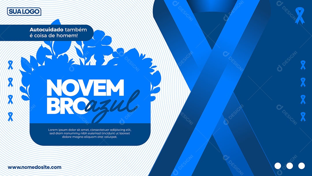 Social Media Banner Novembro Azul Autocuidado Vetor EPS Editável