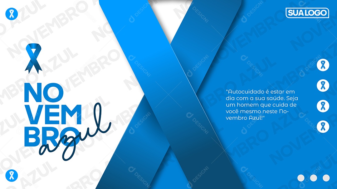 Social Media Banner Novembro Azul Autocuidado Vetor EPS Editável