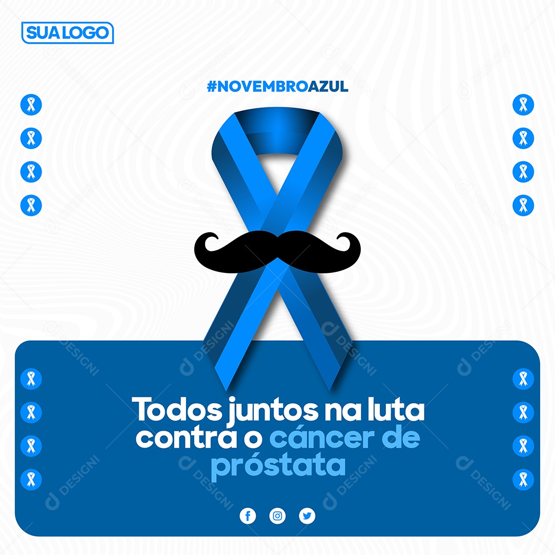 Social Media Feed Novembro Azul Todos Juntos na Luta Vetor EPS Editável