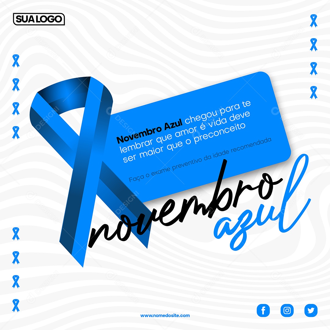 Social Media Feed Novembro Azul Chegou Para te Lembrar Vetor EPS Editável