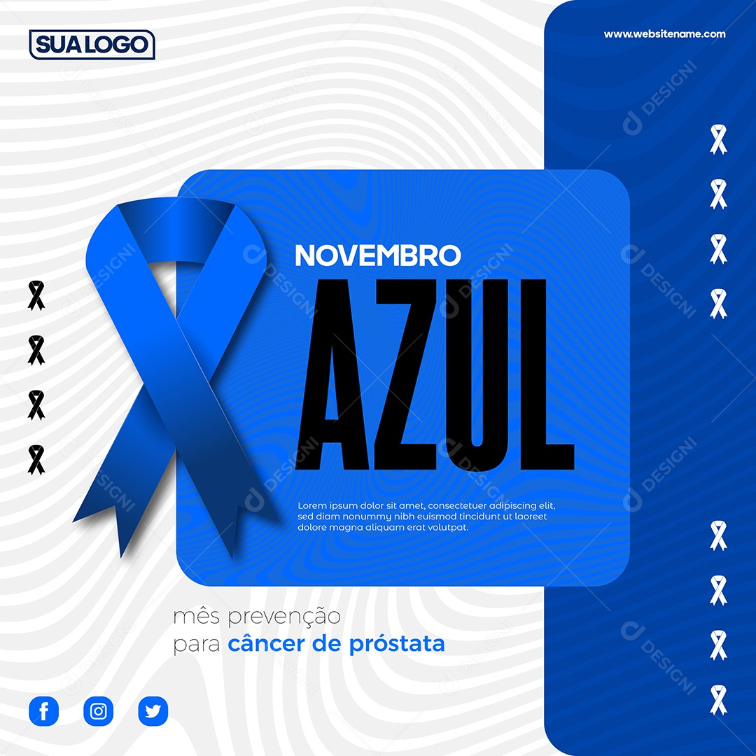 Social Media Feed Novembro Azul Mês Prevenção Vetor EPS Editável
