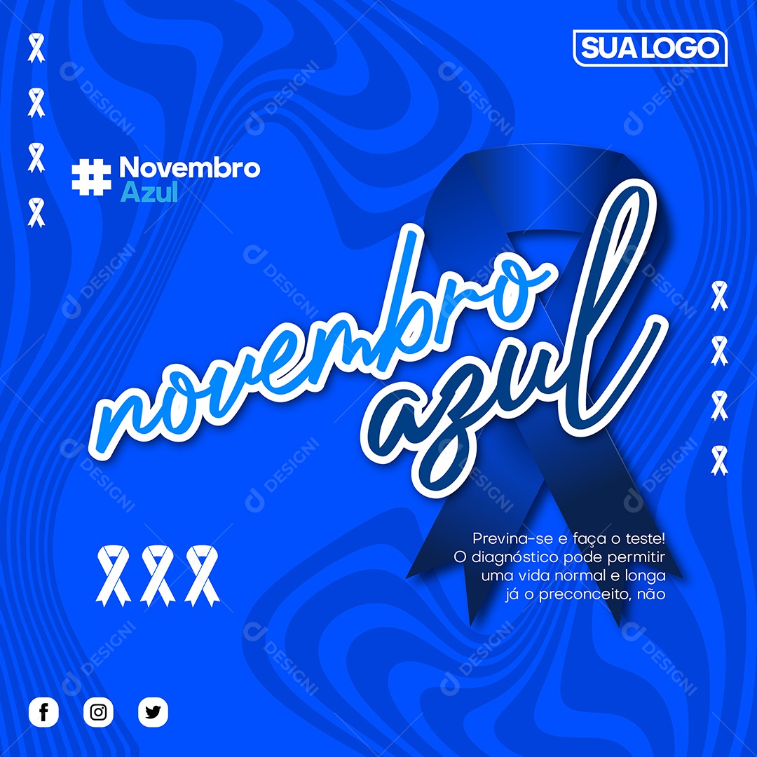 Social Media Feed Novembro Azul Mês de Conscientização EPS Editável