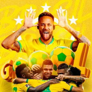 Gol da Seleção Brasileira Copa do Mundo Futebol Social Media PSD Editável
