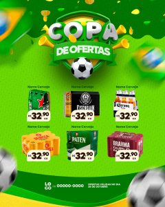 Encarte Copa de Ofertas Distribuidora de Bebidas Social Media PSD Editável