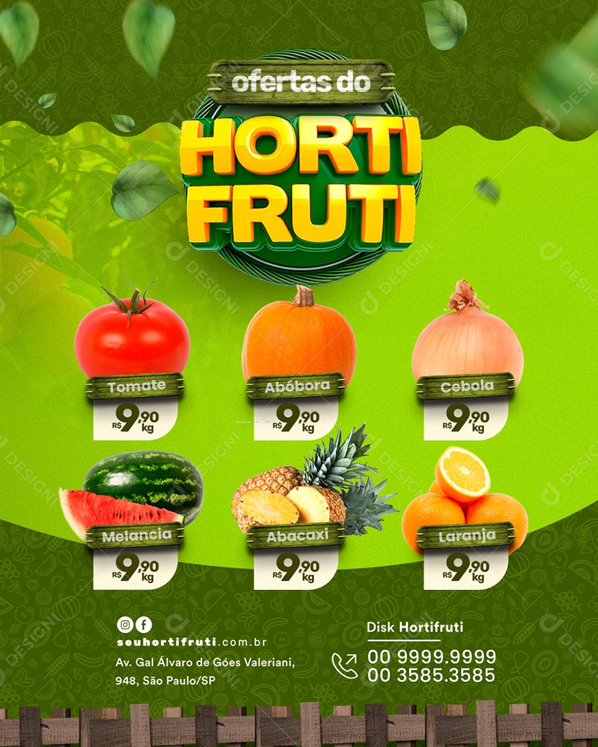 Encarte Ofertas do Hortifruti Social Media PSD Editável