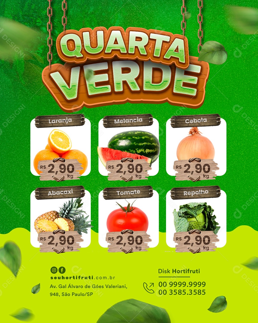 Encarte Quarta Verde Hortifruti Social Media PSD Editável