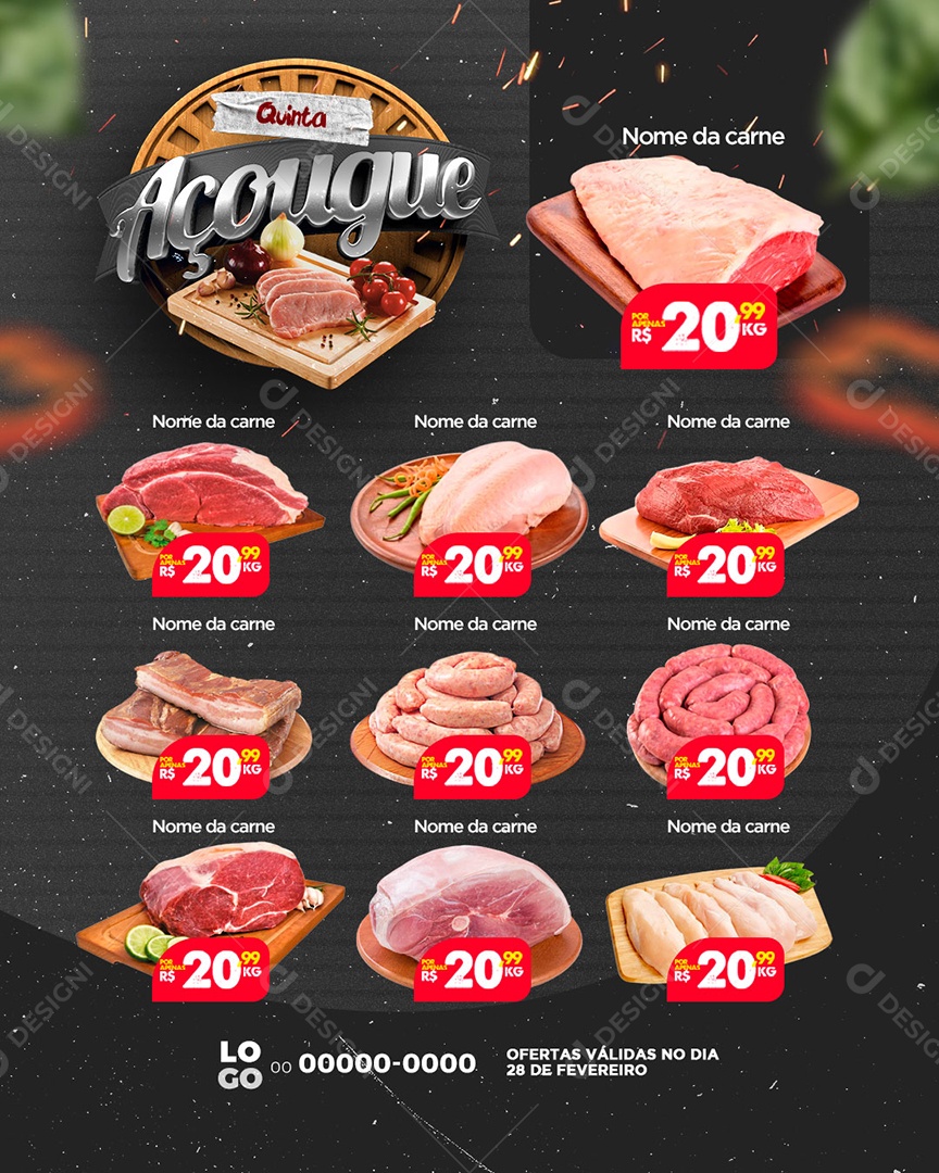 Encarte Açougue Social Media PSD Editável