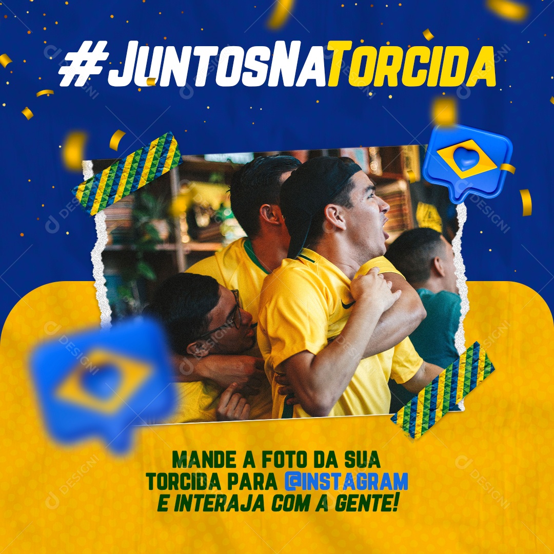 Juntos na Torcida Futebol Copa do Mundo Social Media PSD Editável