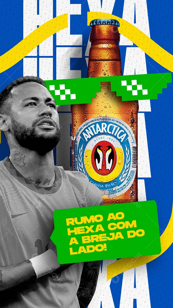Story Rumo ao Hexa com a Breja Cervejaria Copa Mundo Social Media PSD Editável