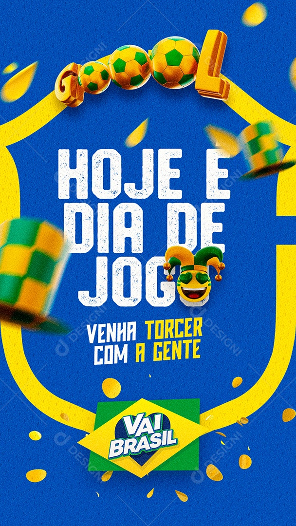 Story Hoje é Dia de Jogo Venha Torcer com a Gente Copa do Mundo Social Media PSD Editável