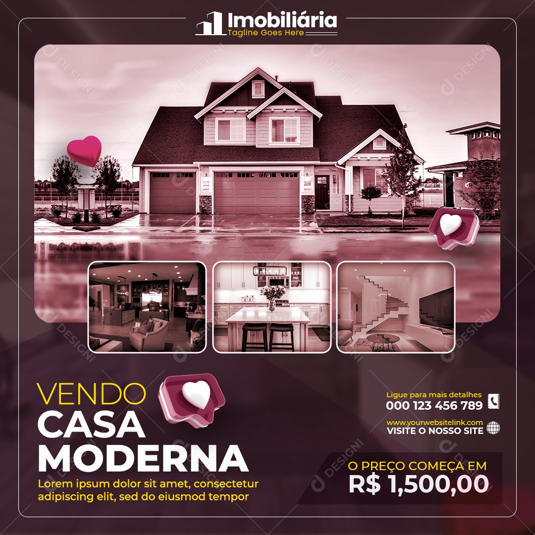 Social Media Imobiliária Venda Casa Moderna PSD Editável