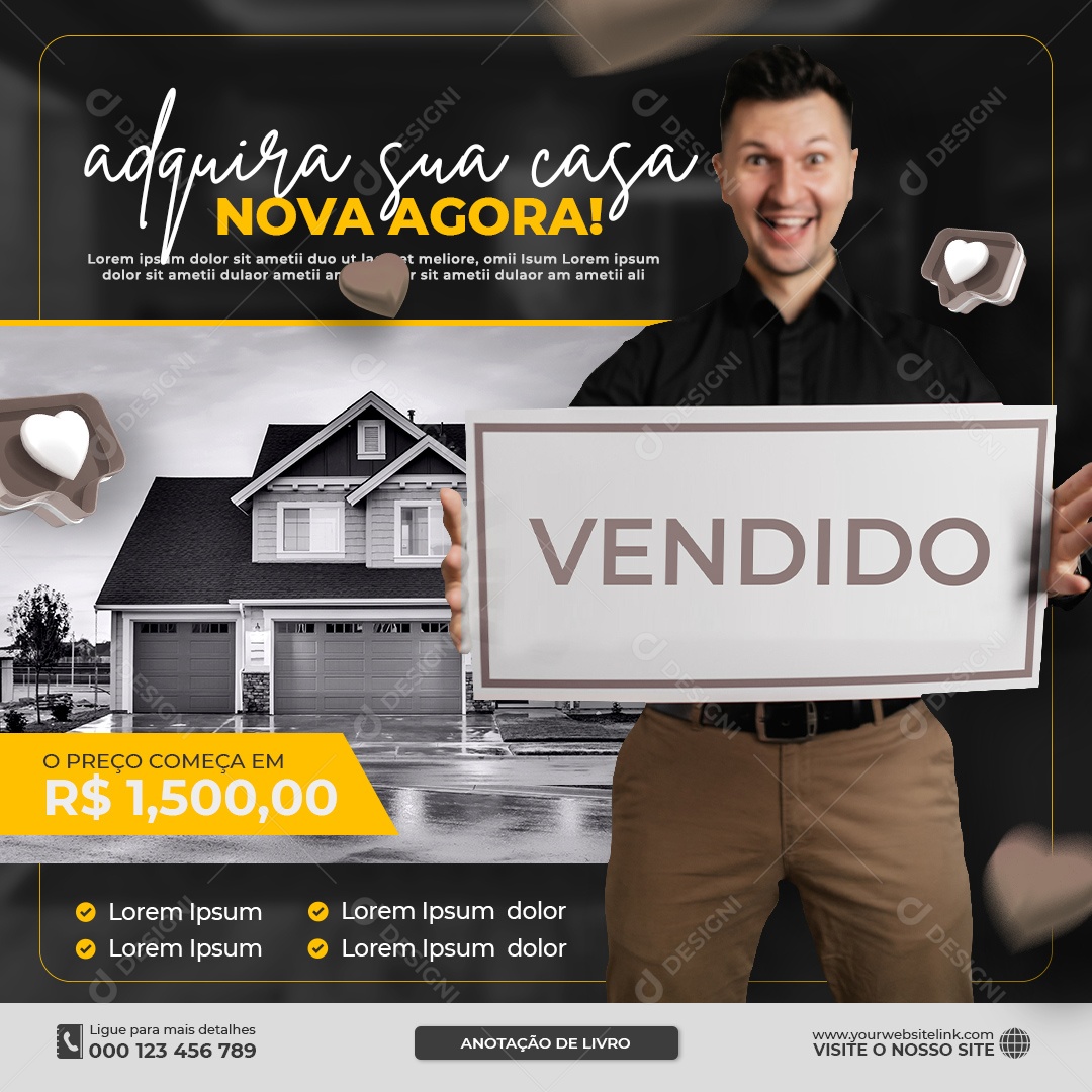 Social Media Imobiliária Adquira Sua Casa PSD Editável