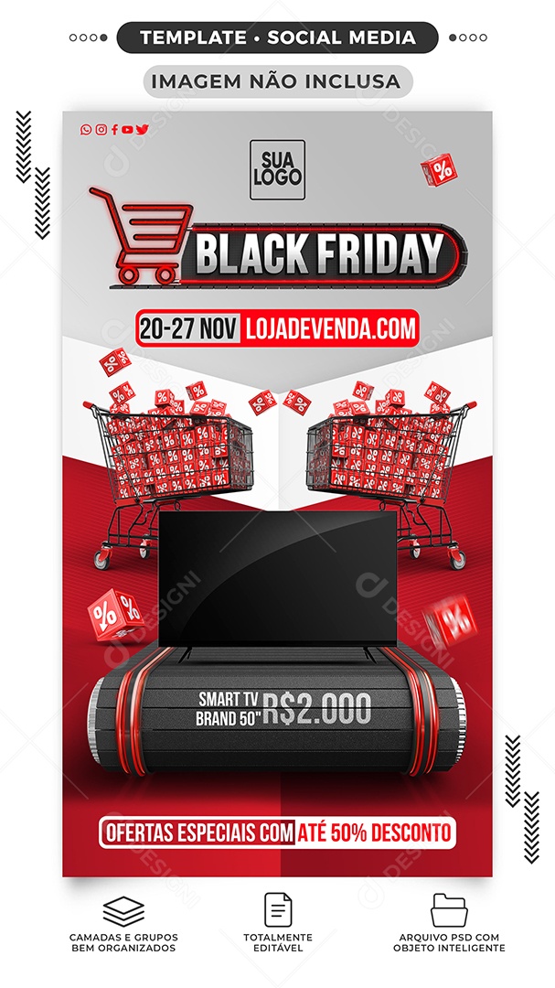 Story Ofertas Especiais Black Friday Lojas Social Media PSD Editável