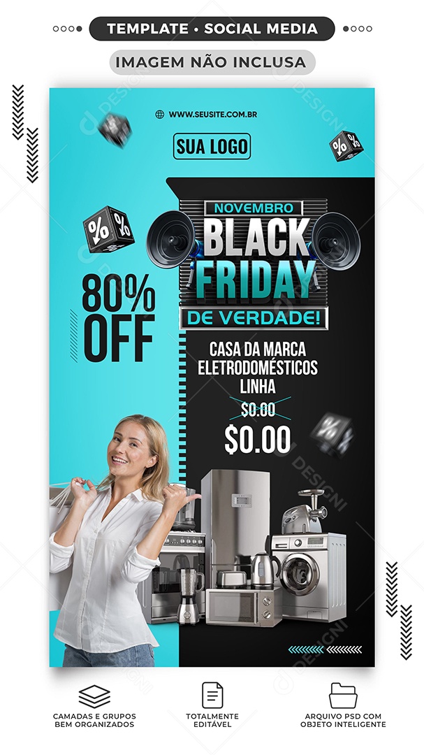 Story Novembro Black Friday de Verdade Eletrodomésticos Social Media PSD Editável