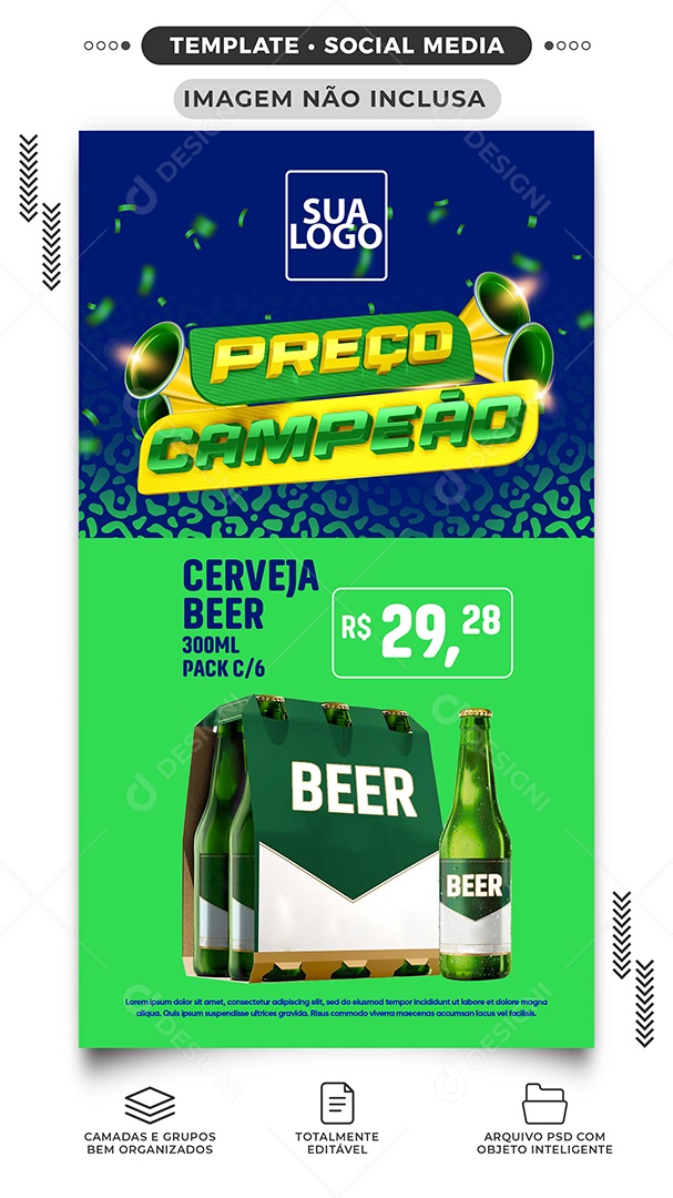 Story Preço Campeão Cerveja Beer Copa do Mundo Social Media PSD Editável