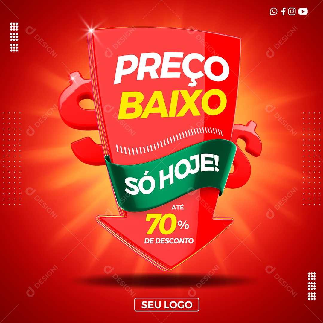 Preço Baixo só Hoje Social Media PSD Editável