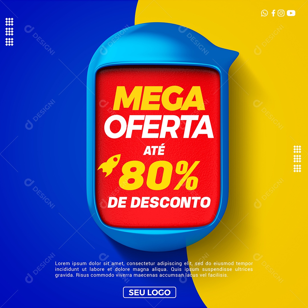 Mega Oferta Até 80% de Desconto Social Media PSD Editável