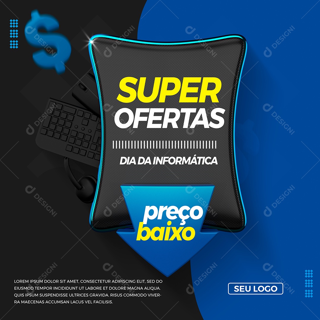 Super Ofertas Dia da Informática Social Media PSD Editável