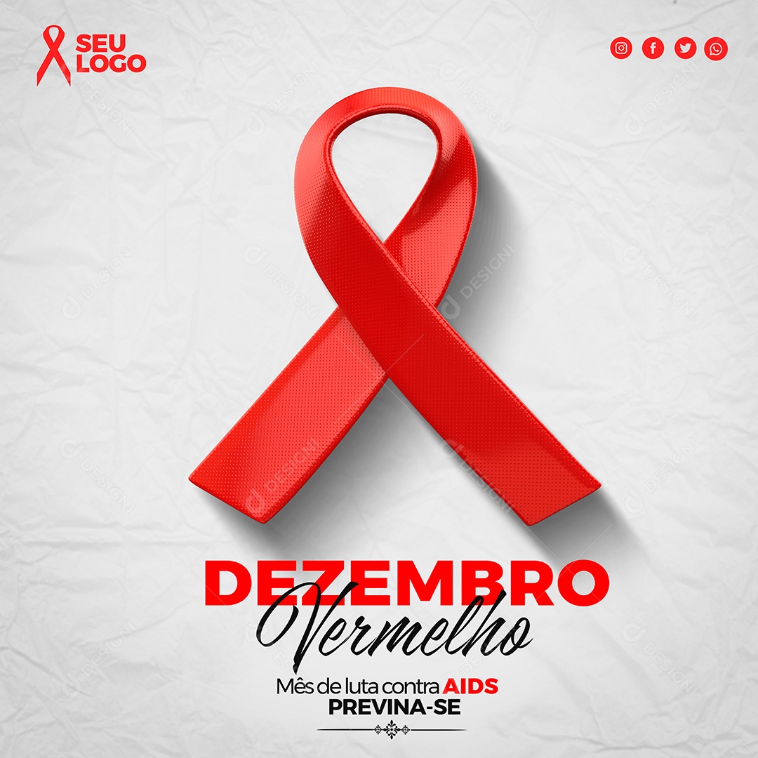 Dia Mundial da Luta Contra AIDS Dezembro Vermelho Social Media PSD Editável