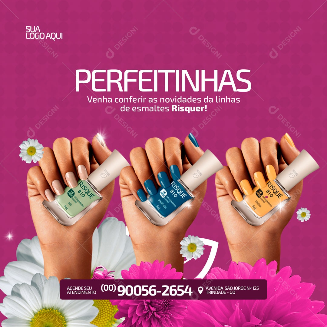 Venha Conferir as Novidades de Esmaltes! Manicure Social Media PSD Editável
