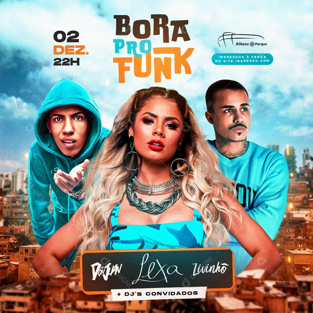 Social Media Flyer Bora Pro Funk PSD Editável