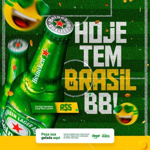 Hoje tem Brasil BB Cerveja Heineken Copa do Mundo Social Media PSD Editável