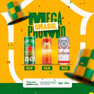Mega Promo Brasil Heineken Brahma Budweiser Cervejaria Copa do Mundo Social Media PSD Editável