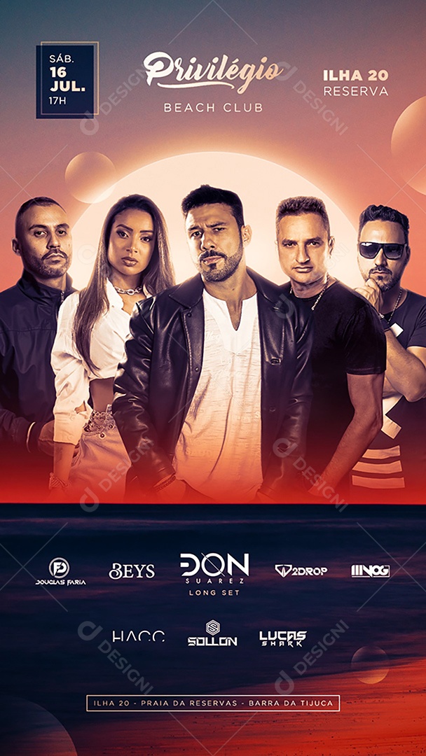 Social Media Flyer Sunset Beach Club Eletrônica PSD Editável