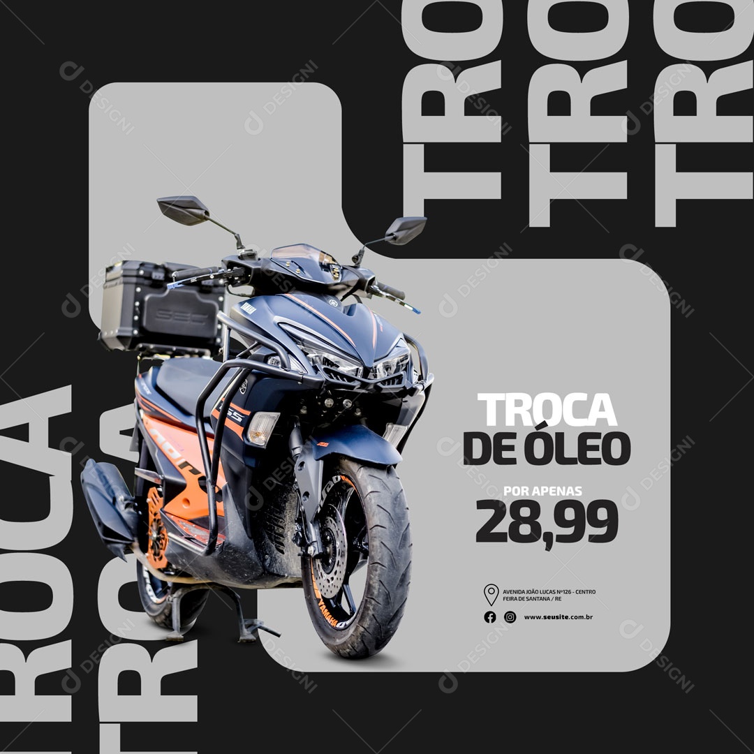 Troca de Óleo Oficina Mecânica Moto Peças e Acessórios Social Media PSD Editável