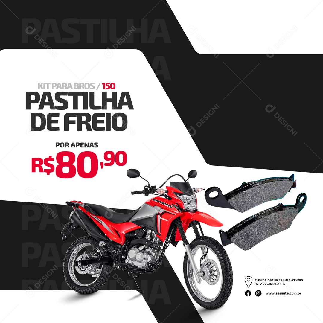 Kit Para Bros Pastilha de Freio Oficina Mecânica Moto Peças e Acessórios Social Media PSD Editável