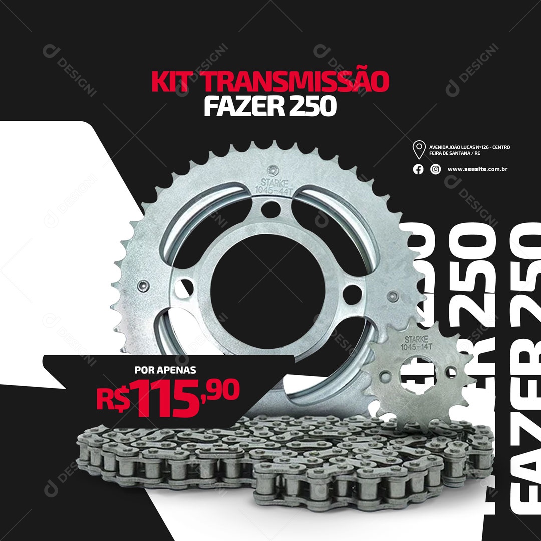 Kit Transmissão Fazer 250 Oficina Mecânica Moto Peças e Acessórios Social Media PSD Editável