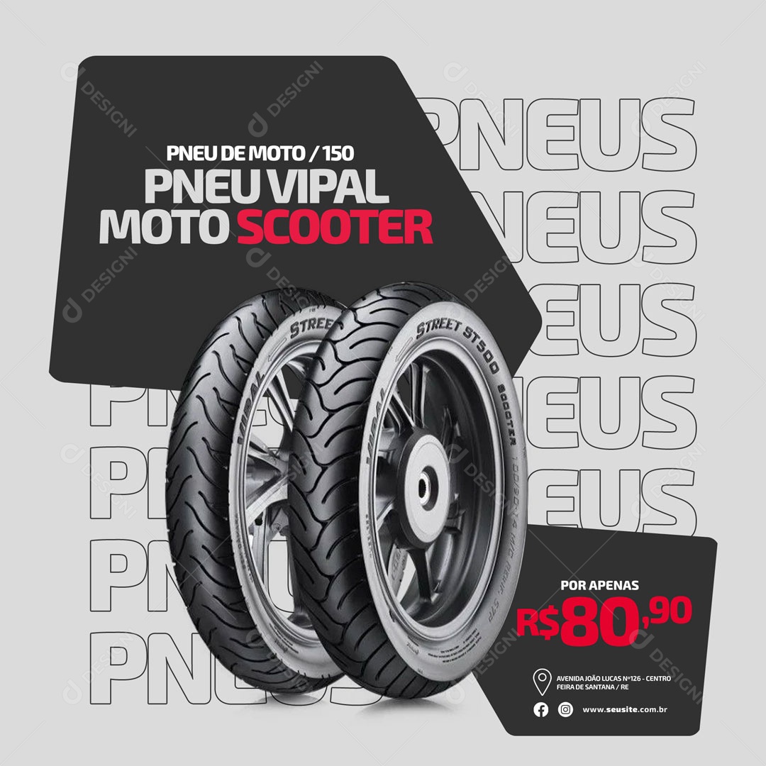 Pneu de Moto Oficina Mecânica Moto Peças e Acessórios Social Media PSD Editável