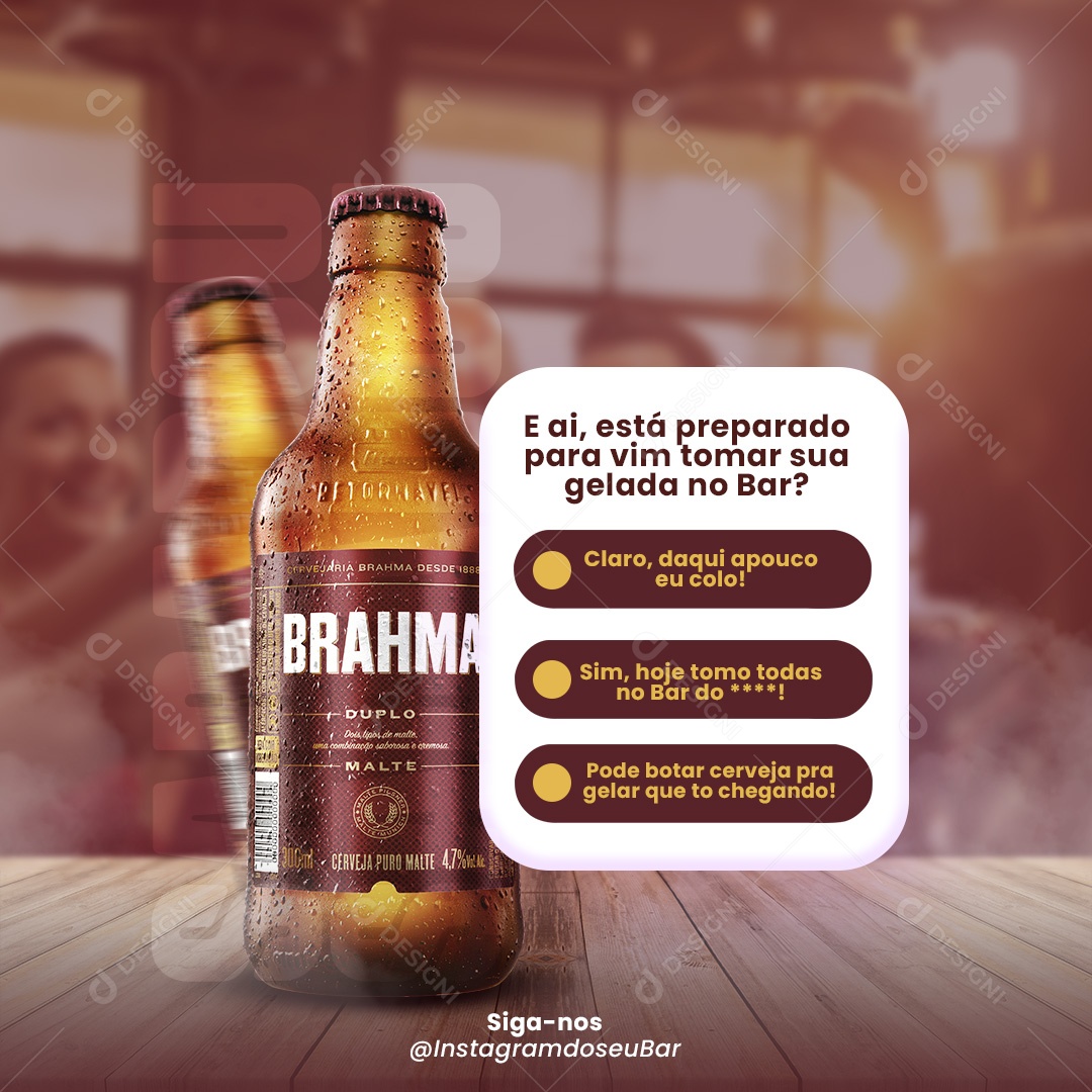 Social Media Distribuidora Cerveja Brahma Está Preparado PSD Editável