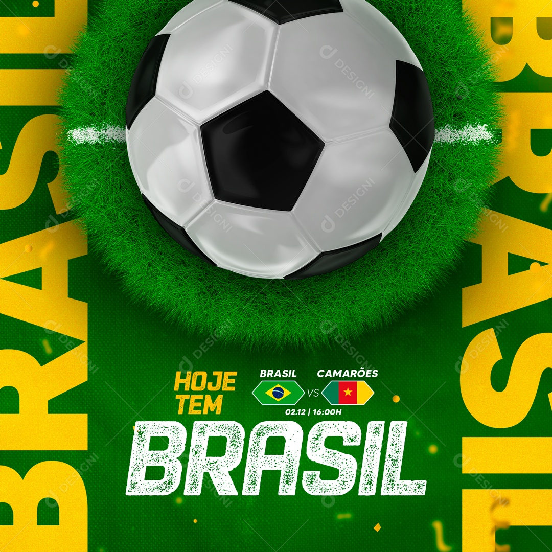 Flyer Copa do Mundo Brasil x Camarões Social Media PSD Editável