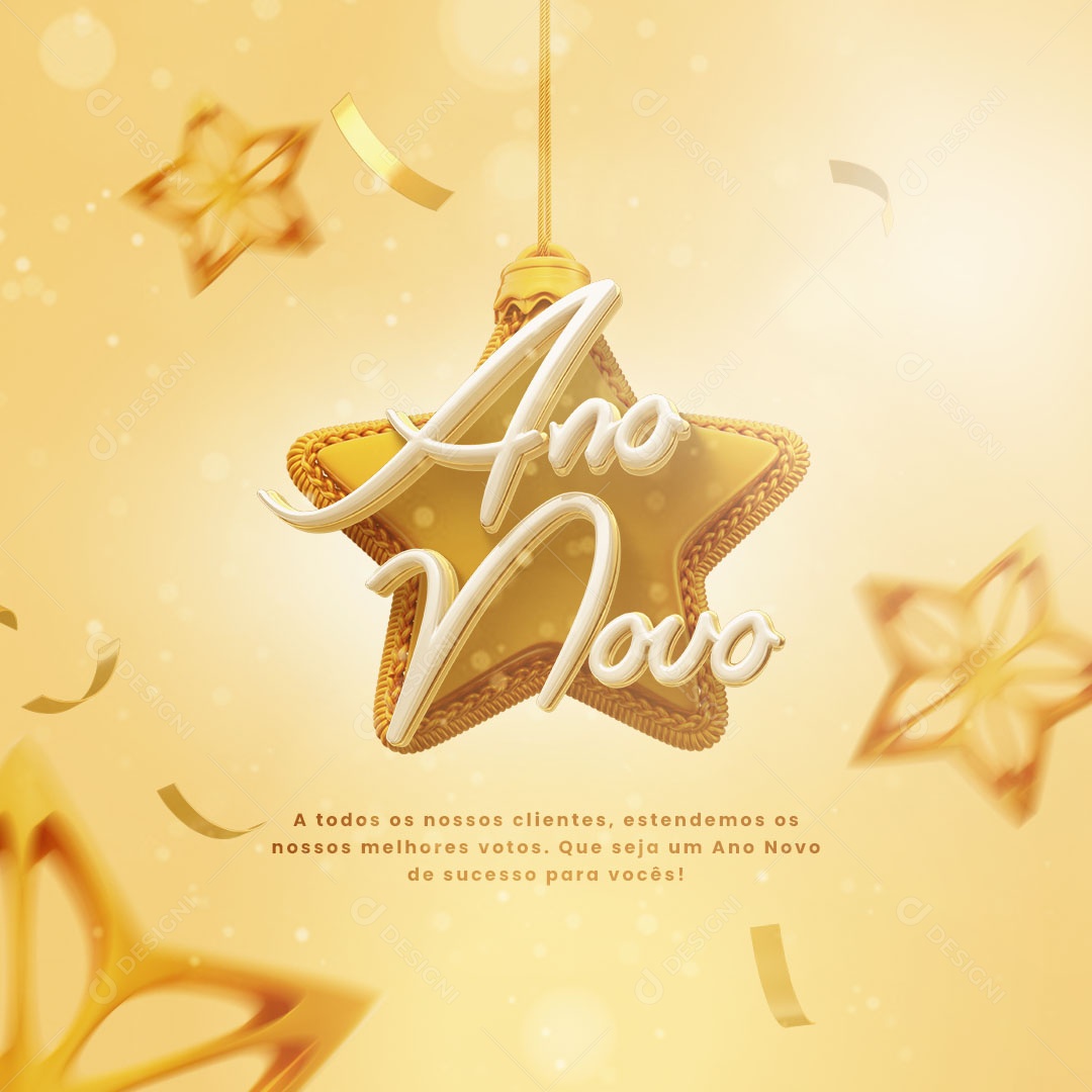 A Todos os Nossos Clientes Feliz Ano Novo Social Media PSD Editável
