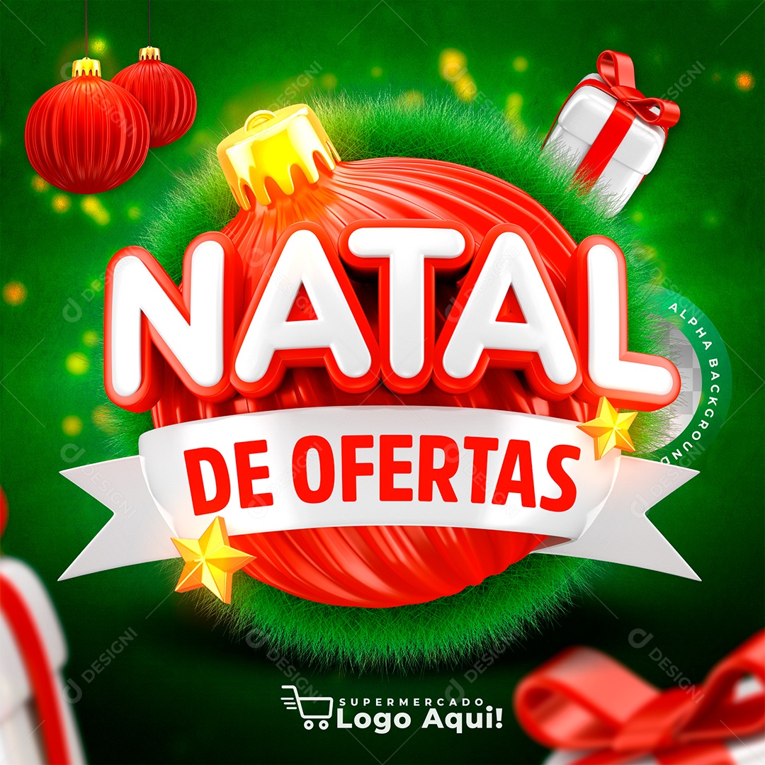 Natal de Ofertas Selo 3D para Composição PSD