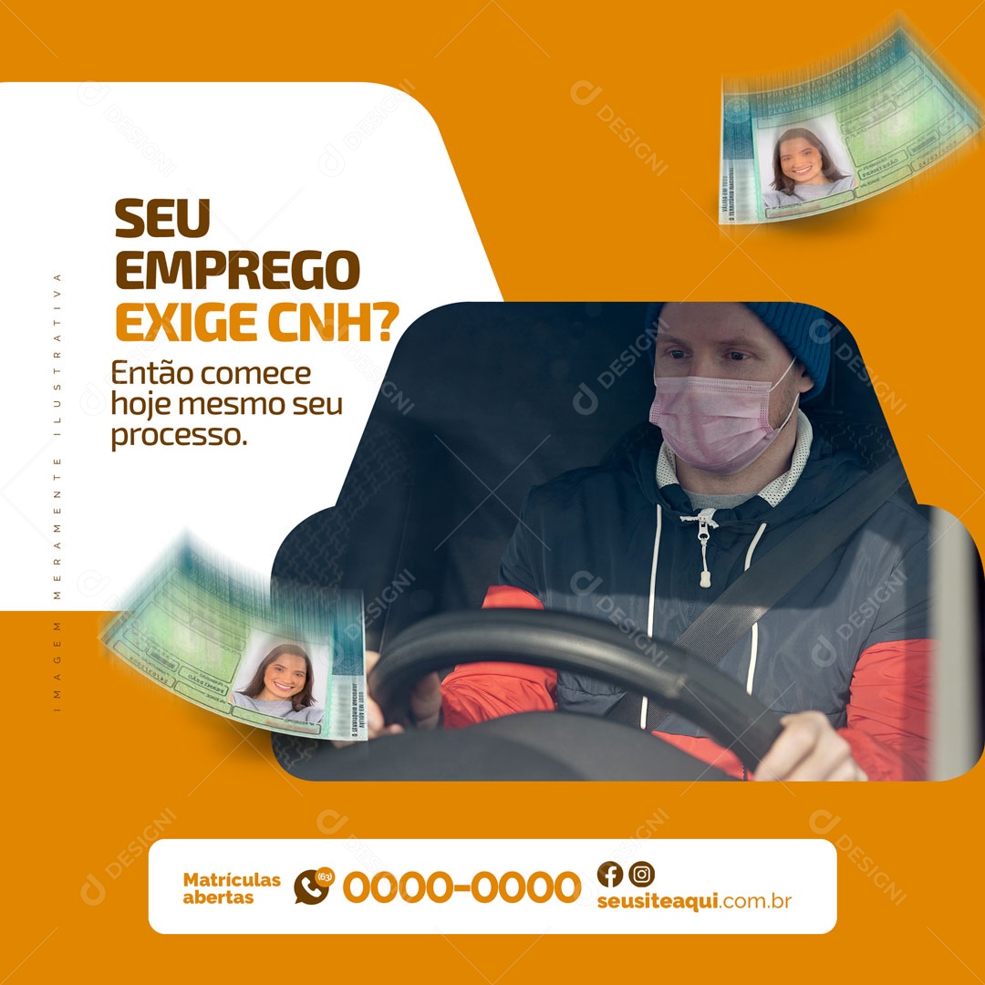 Seu Emprego Exige CNH? Auto Escola Social Media PSD Editável