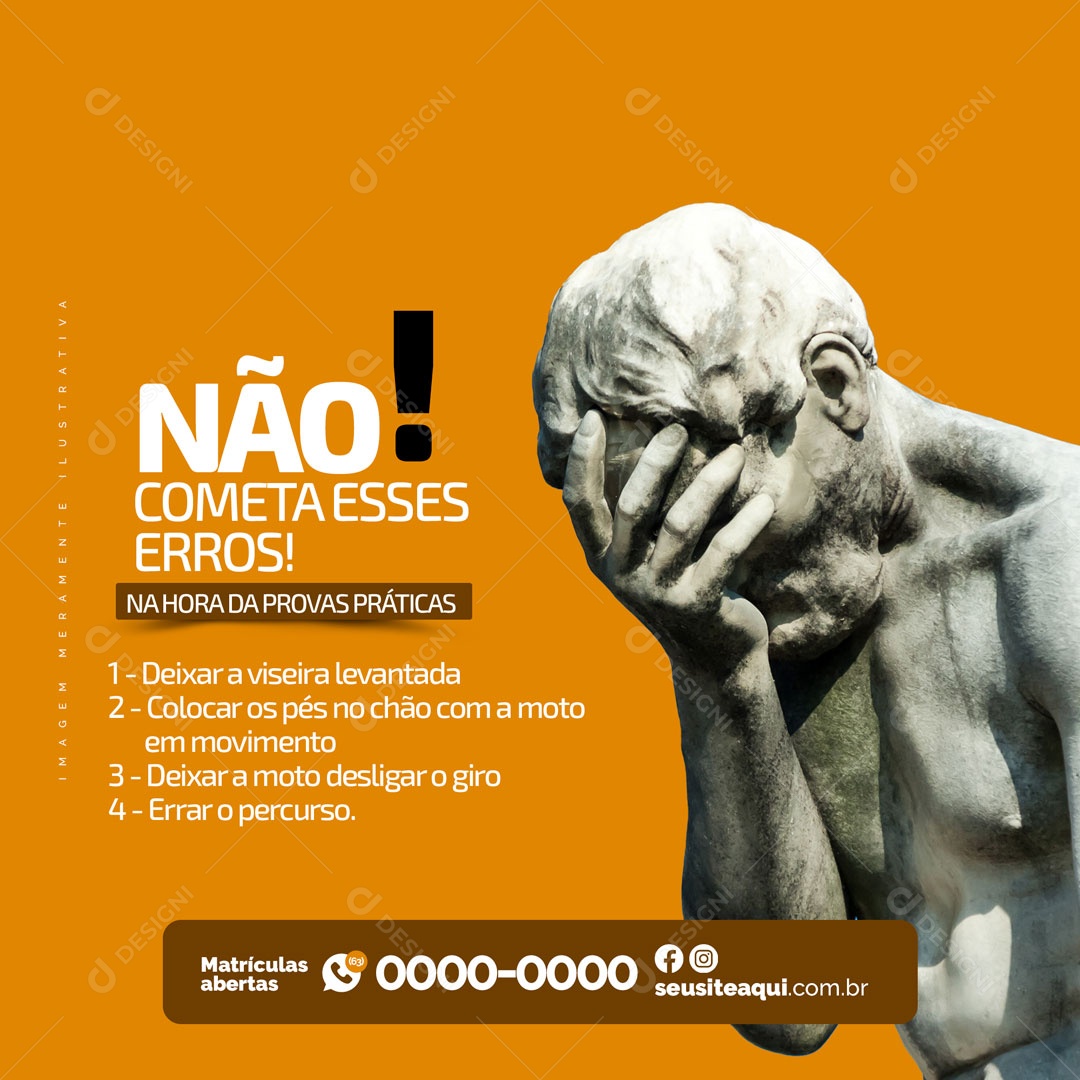Não Cometa Esse Erros! Auto Escola Social Media PSD Editável