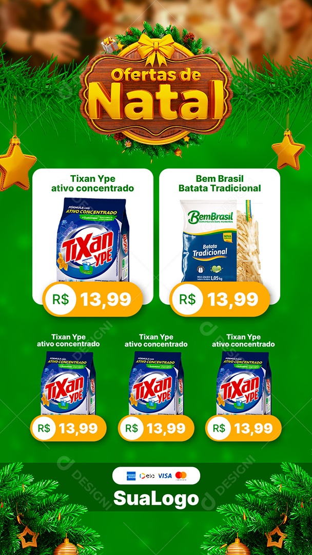 Story Encarte de Supermercado Ofertas de Natal Social Media PSD Editável