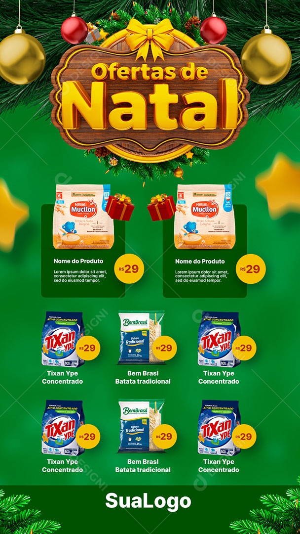 Story Encarte de Supermercado Ofertas de Natal Social Media PSD Editável